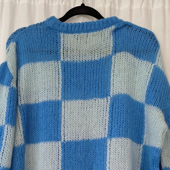 SSENSE Checker Board Blue Sweater Size Extra Large - Picture 17 of 17